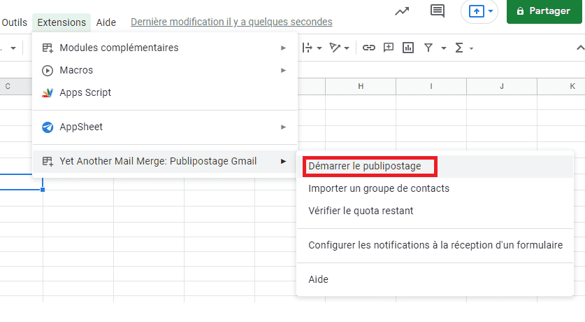 Démarer le publipostage avec Gmail et YAMM